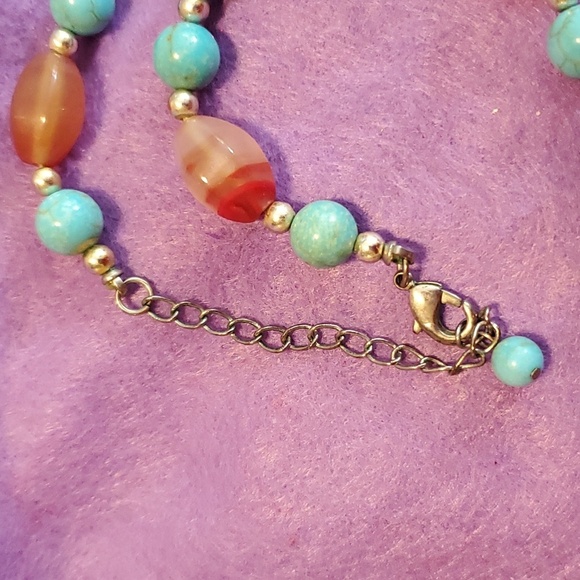 Faux Turquoise and Red Coral Necklace - Picture 4 of 5